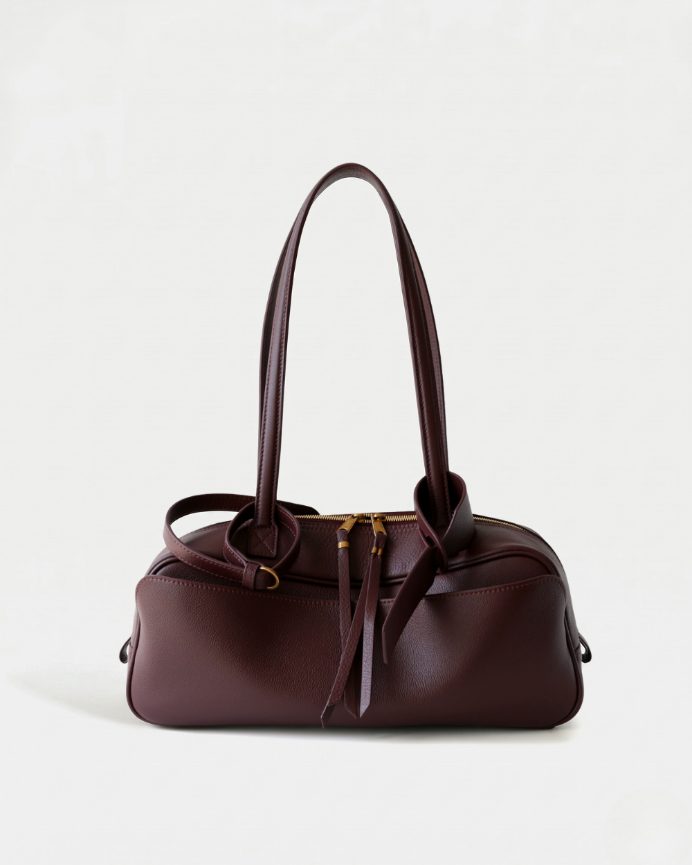 Amélie Bowling Bag in wine red pebbled cowhide